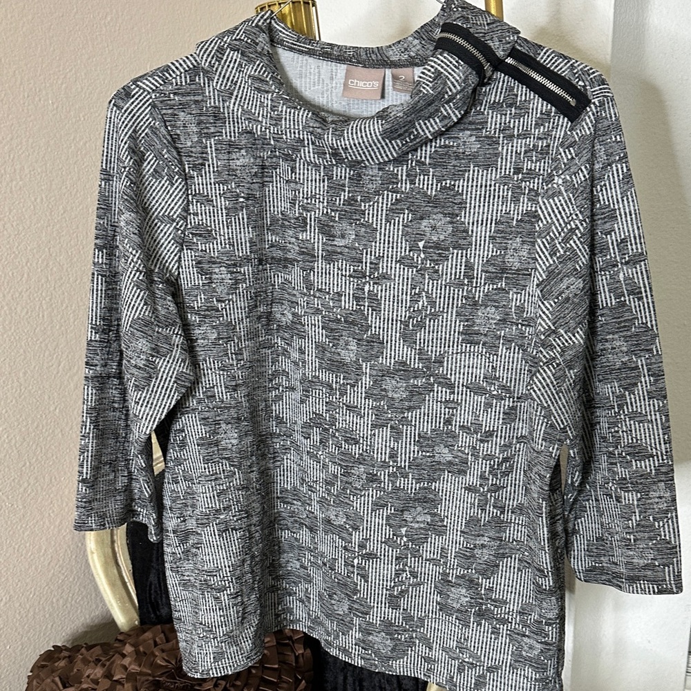 Chico's Monochrome Textured Knit Top